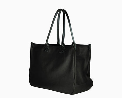 mercati - tote bag - leather - black/black