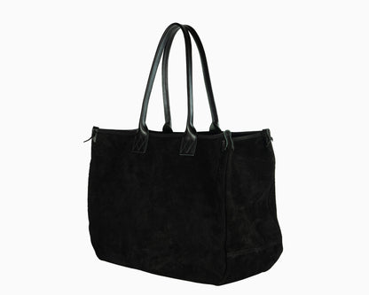 mercati - tote bag - leather (reverse) - black/black