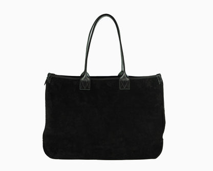 mercati - tote bag - leather (reverse) - black/black